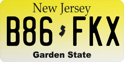 NJ license plate B86FKX