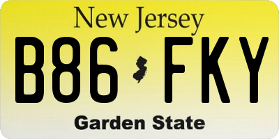 NJ license plate B86FKY