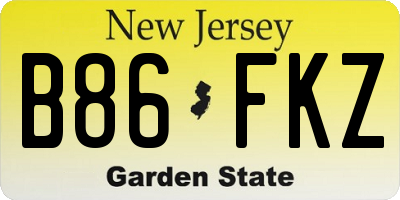 NJ license plate B86FKZ