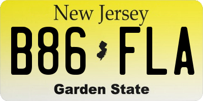 NJ license plate B86FLA
