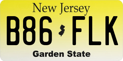 NJ license plate B86FLK