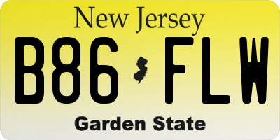 NJ license plate B86FLW