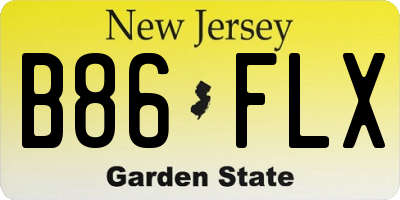 NJ license plate B86FLX