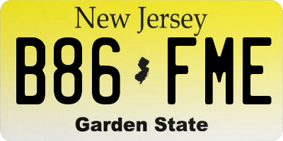 NJ license plate B86FME