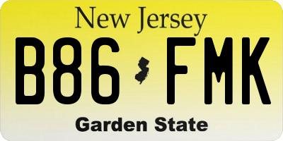 NJ license plate B86FMK