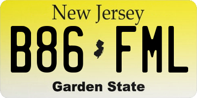 NJ license plate B86FML