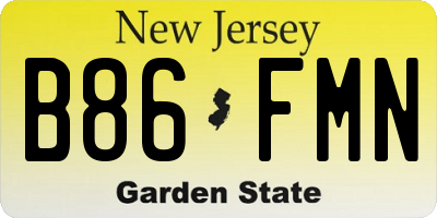 NJ license plate B86FMN