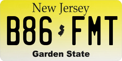 NJ license plate B86FMT