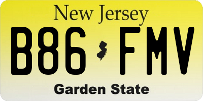 NJ license plate B86FMV