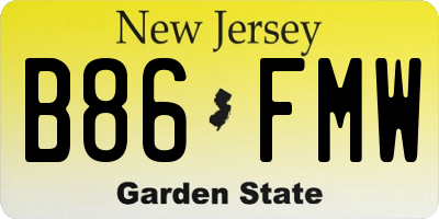 NJ license plate B86FMW
