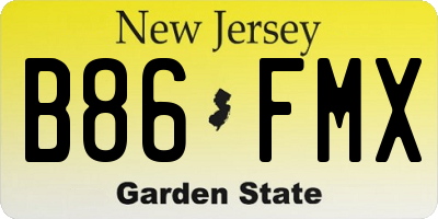 NJ license plate B86FMX