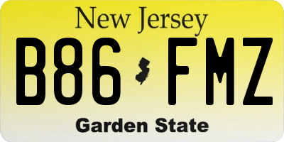 NJ license plate B86FMZ