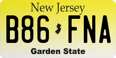 NJ license plate B86FNA