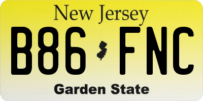NJ license plate B86FNC