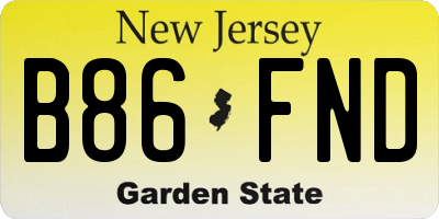 NJ license plate B86FND