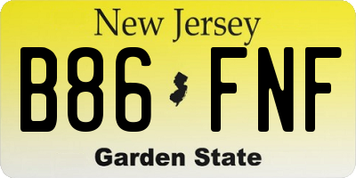 NJ license plate B86FNF