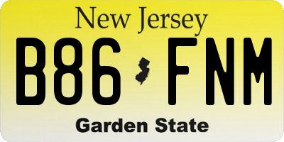 NJ license plate B86FNM