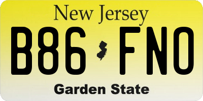 NJ license plate B86FNO