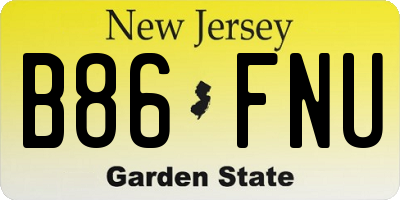 NJ license plate B86FNU