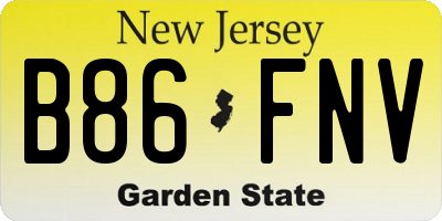 NJ license plate B86FNV
