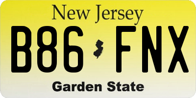 NJ license plate B86FNX