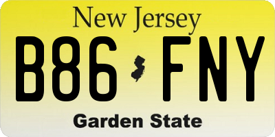 NJ license plate B86FNY