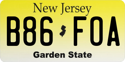 NJ license plate B86FOA