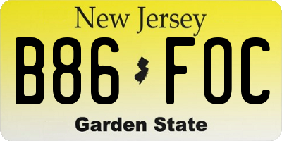 NJ license plate B86FOC