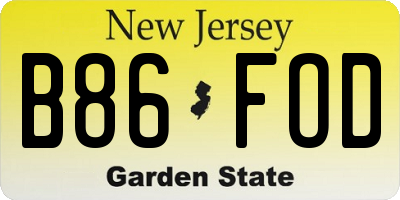 NJ license plate B86FOD
