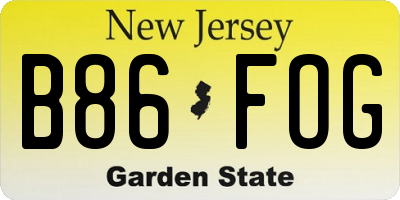 NJ license plate B86FOG