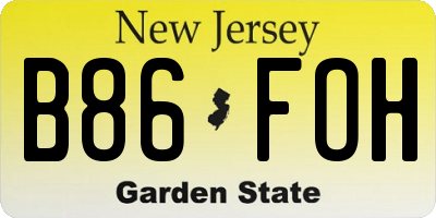NJ license plate B86FOH