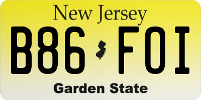 NJ license plate B86FOI