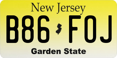 NJ license plate B86FOJ