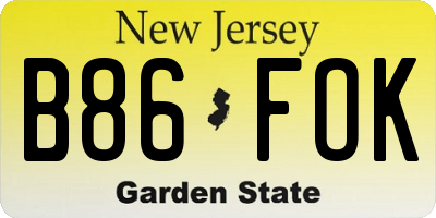 NJ license plate B86FOK