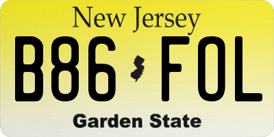 NJ license plate B86FOL