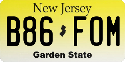 NJ license plate B86FOM