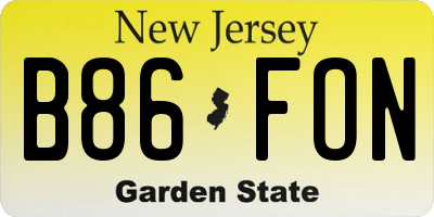 NJ license plate B86FON