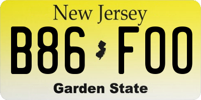 NJ license plate B86FOO