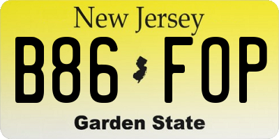 NJ license plate B86FOP