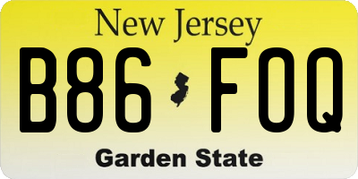 NJ license plate B86FOQ