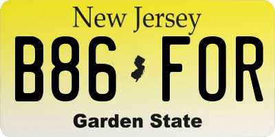 NJ license plate B86FOR