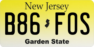 NJ license plate B86FOS