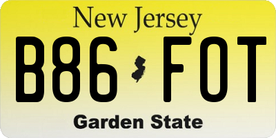 NJ license plate B86FOT