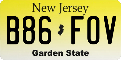 NJ license plate B86FOV