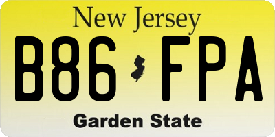 NJ license plate B86FPA