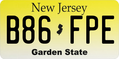 NJ license plate B86FPE