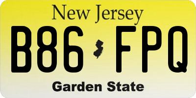 NJ license plate B86FPQ