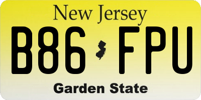 NJ license plate B86FPU