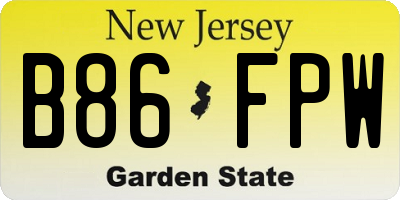 NJ license plate B86FPW