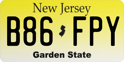 NJ license plate B86FPY